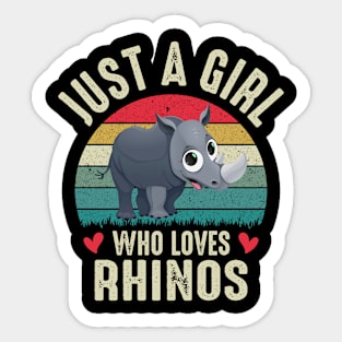 Just A Girl Who Loves Rhinos Cute College Ruled Rhino Girl Cute Gift For School Sticker